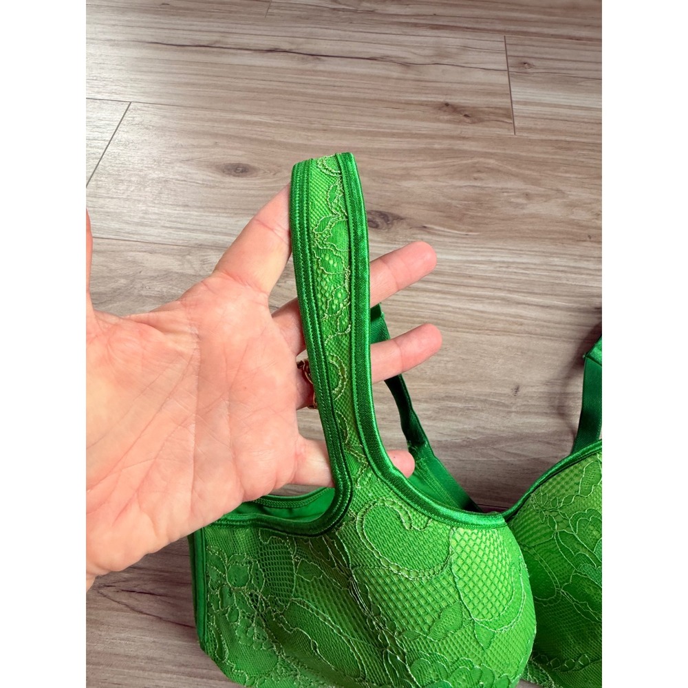 Cacique Kelly Green Floral Lace Full Coverage Underwire Bra 42C - Picture 3 of 5
